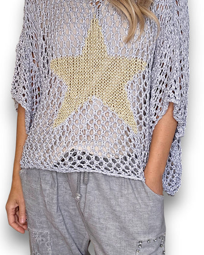 Silver/Grey Crochet Star Knit