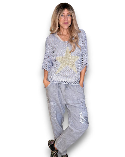 Silver/Grey Crochet Star Knit