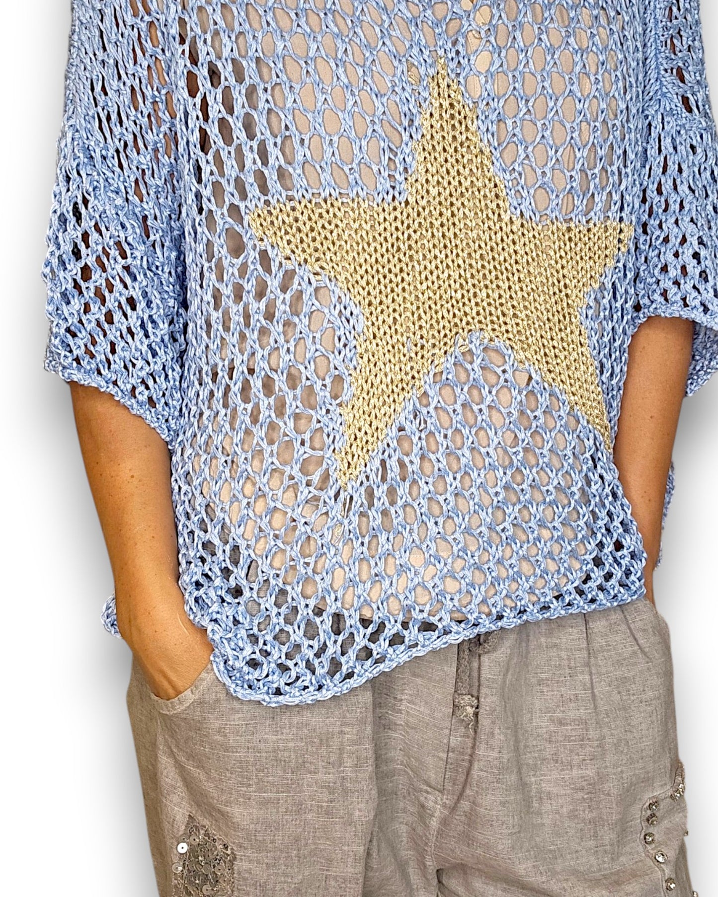 Baby Blue Crochet Star Knit