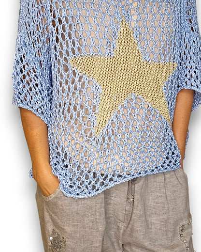 Baby Blue Crochet Star Knit