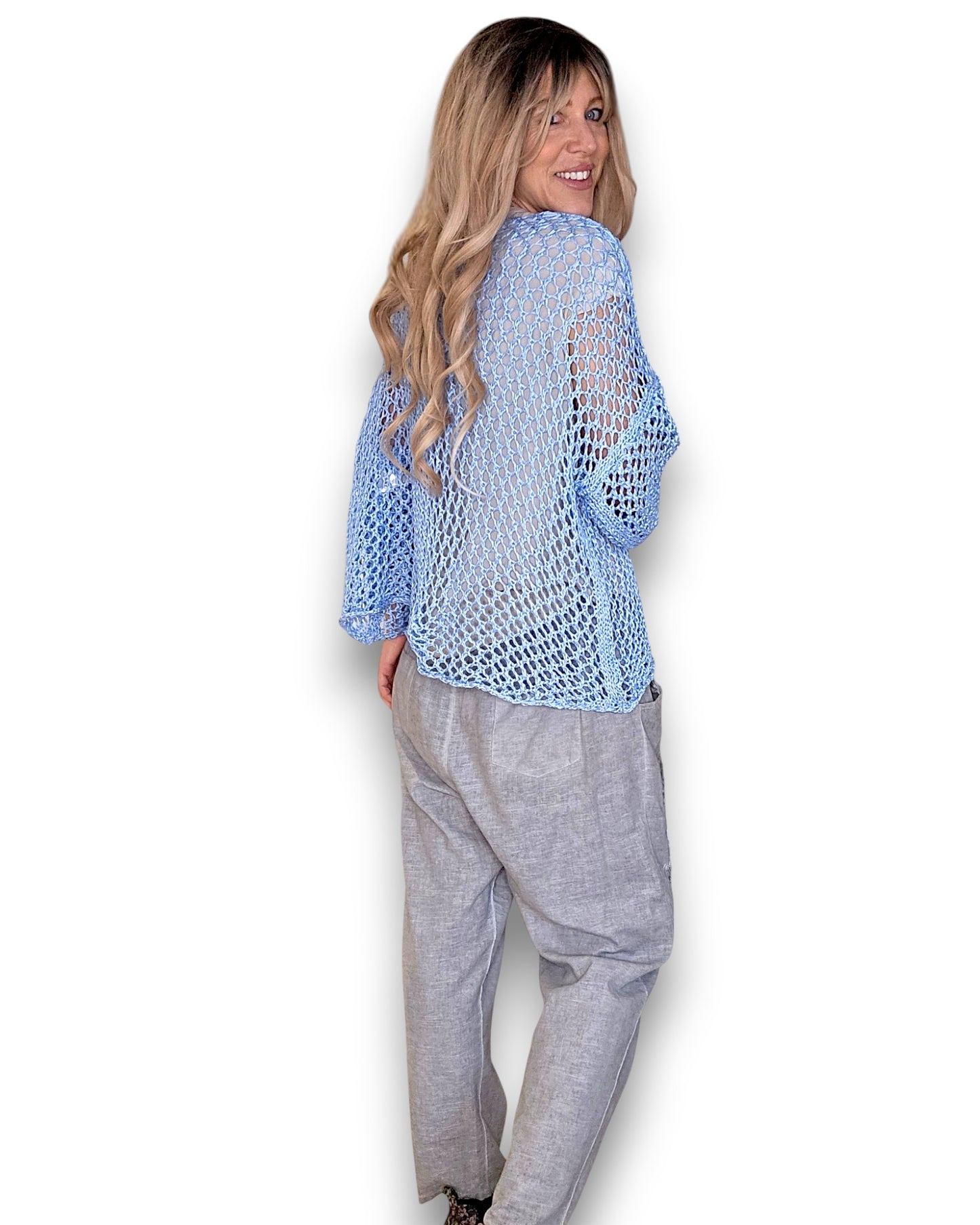Baby Blue Crochet Star Knit