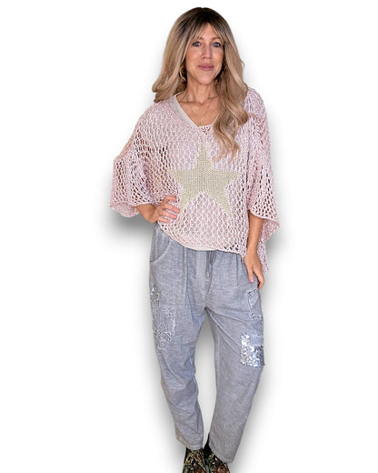 Baby Pink Crochet Star Knit