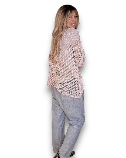Baby Pink Crochet Star Knit