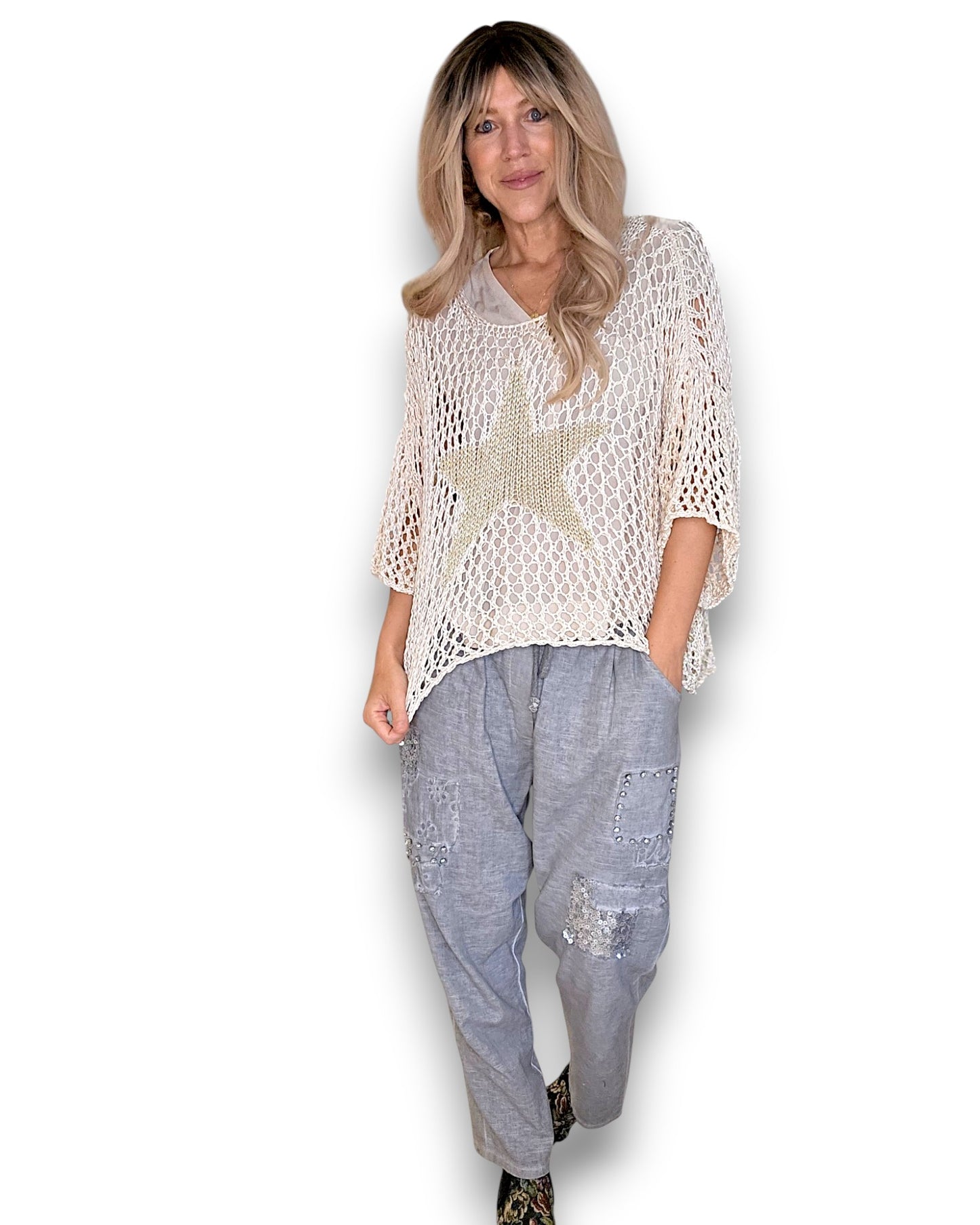Vanilla Crochet Star Knit