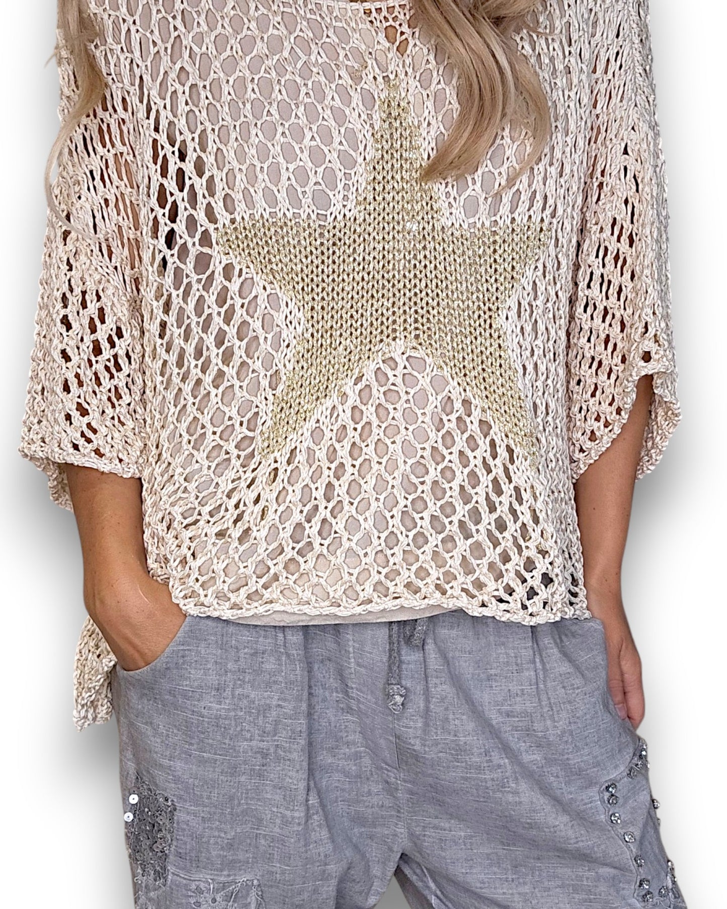 Vanilla Crochet Star Knit