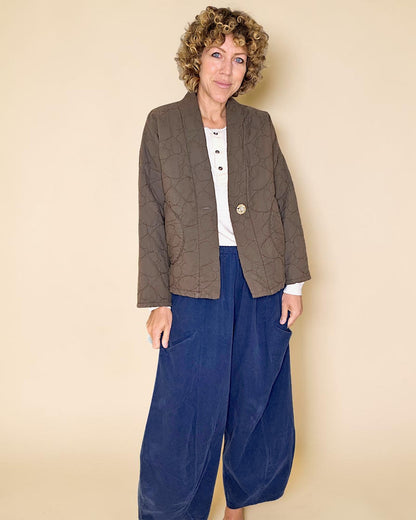 Coffee Love Heart Gold Button Quilt Jkt