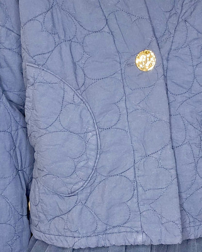 Navy Love Heart Gold Button Quilt Jkt
