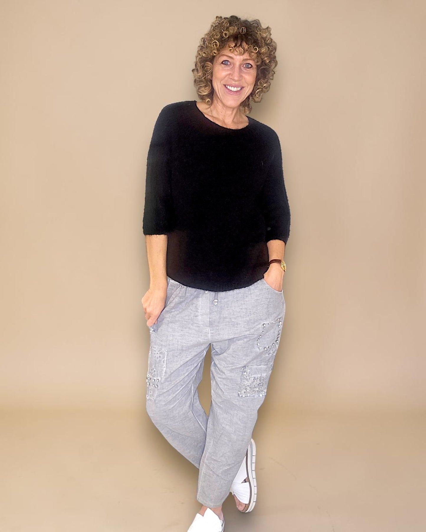 Black Crewneck Mohair Blend Sweater