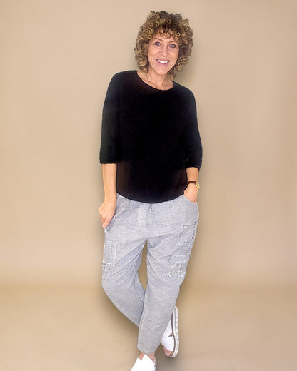 Black Crewneck Mohair Blend Sweater