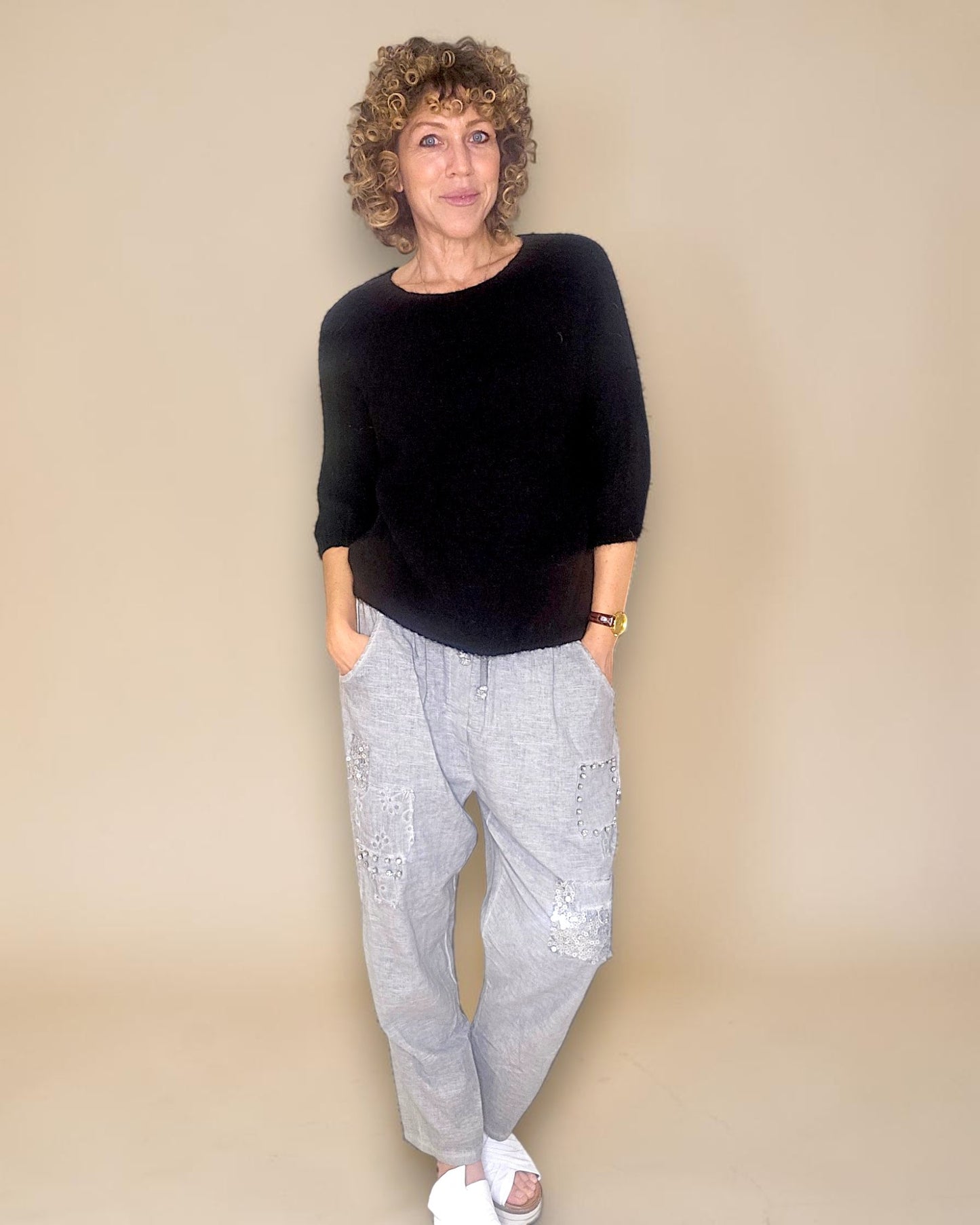 Black Crewneck Mohair Blend Sweater
