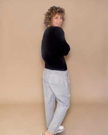 Black Crewneck Mohair Blend Sweater