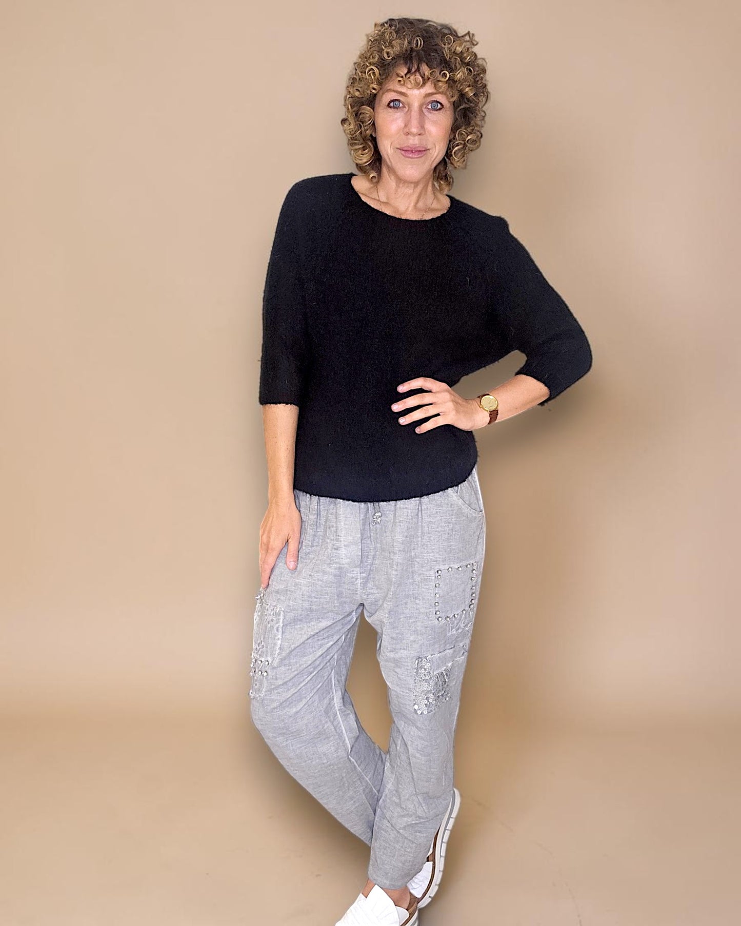 Black Crewneck Mohair Blend Sweater