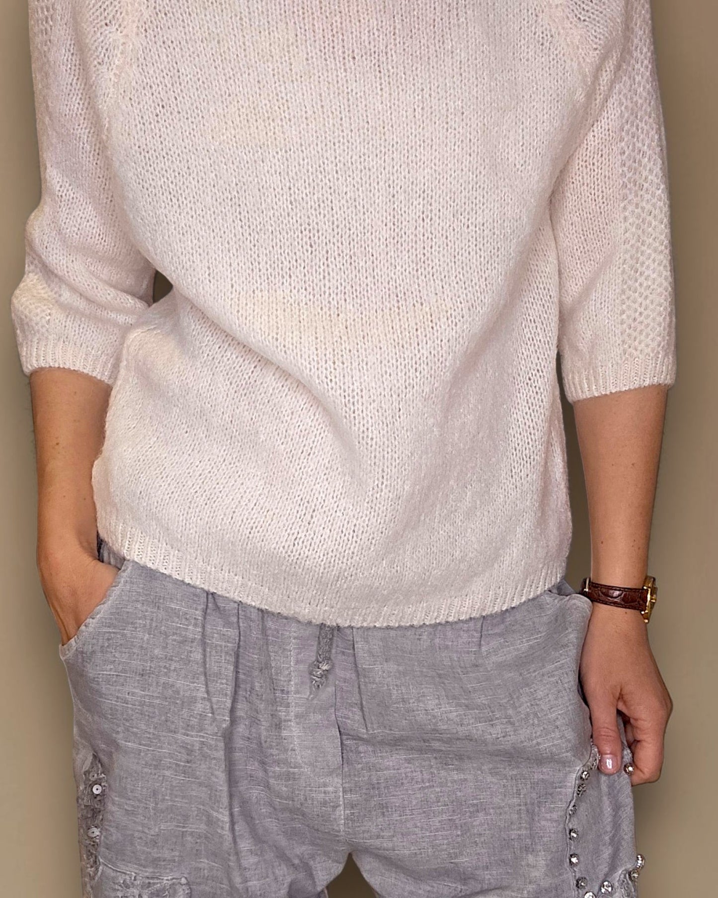 Vanilla Crewneck Mohair Blend Sweater