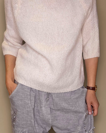 Vanilla Crewneck Mohair Blend Sweater