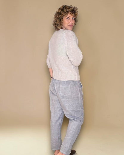 Beige Crewneck Mohair Blend Sweater