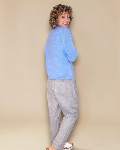 Light Blue Crewneck Mohair Blend Sweater