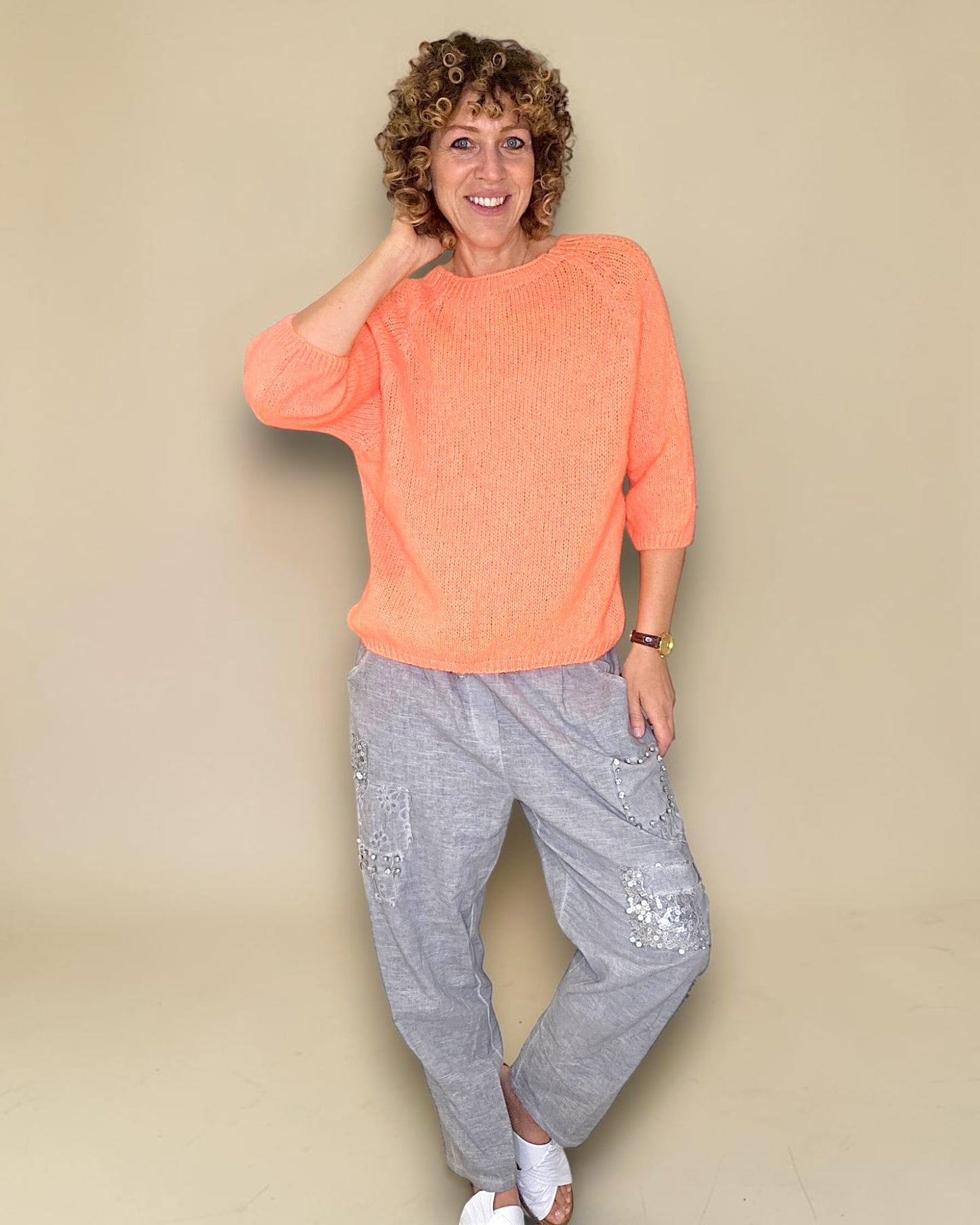 Mandarine Crewneck Mohair Blend Sweater