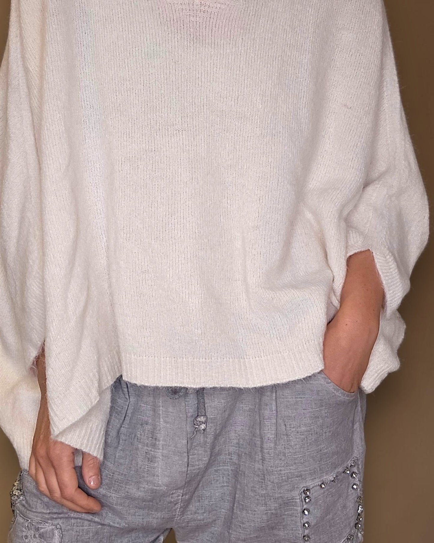 Vanilla Baby Alpaca Blend Batsleeve Knit