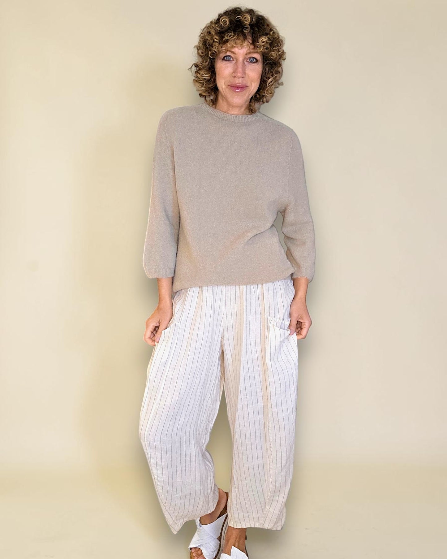 Light Mocha Babydoll Sweater Acrylic/Wool Blend