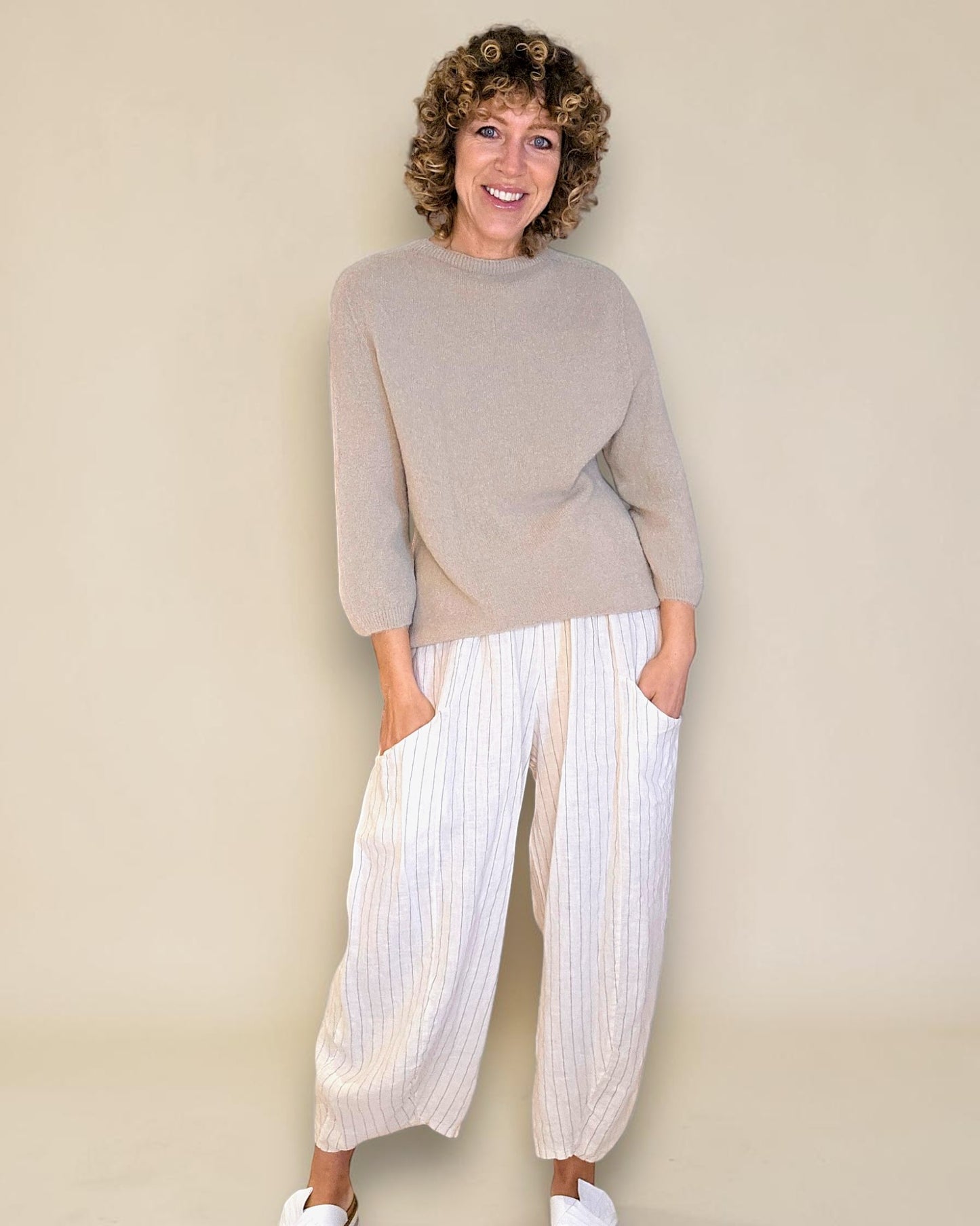 Light Mocha Babydoll Sweater Acrylic/Wool Blend