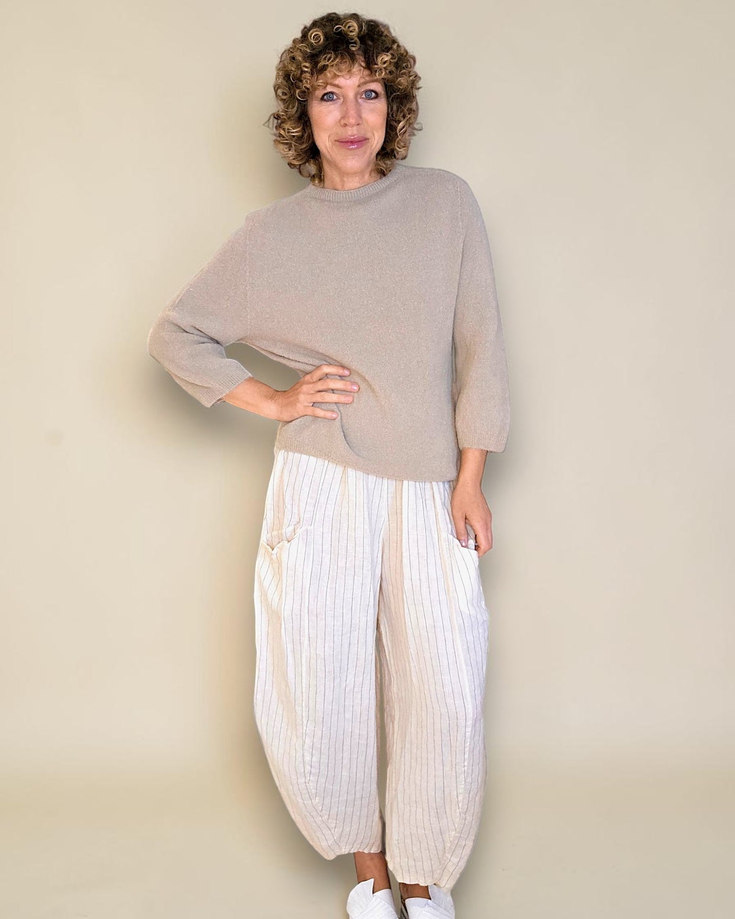 Light Mocha Babydoll Sweater Acrylic/Wool Blend