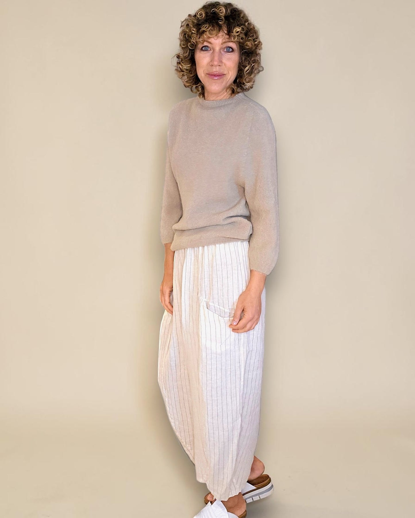 Light Mocha Babydoll Sweater Acrylic/Wool Blend