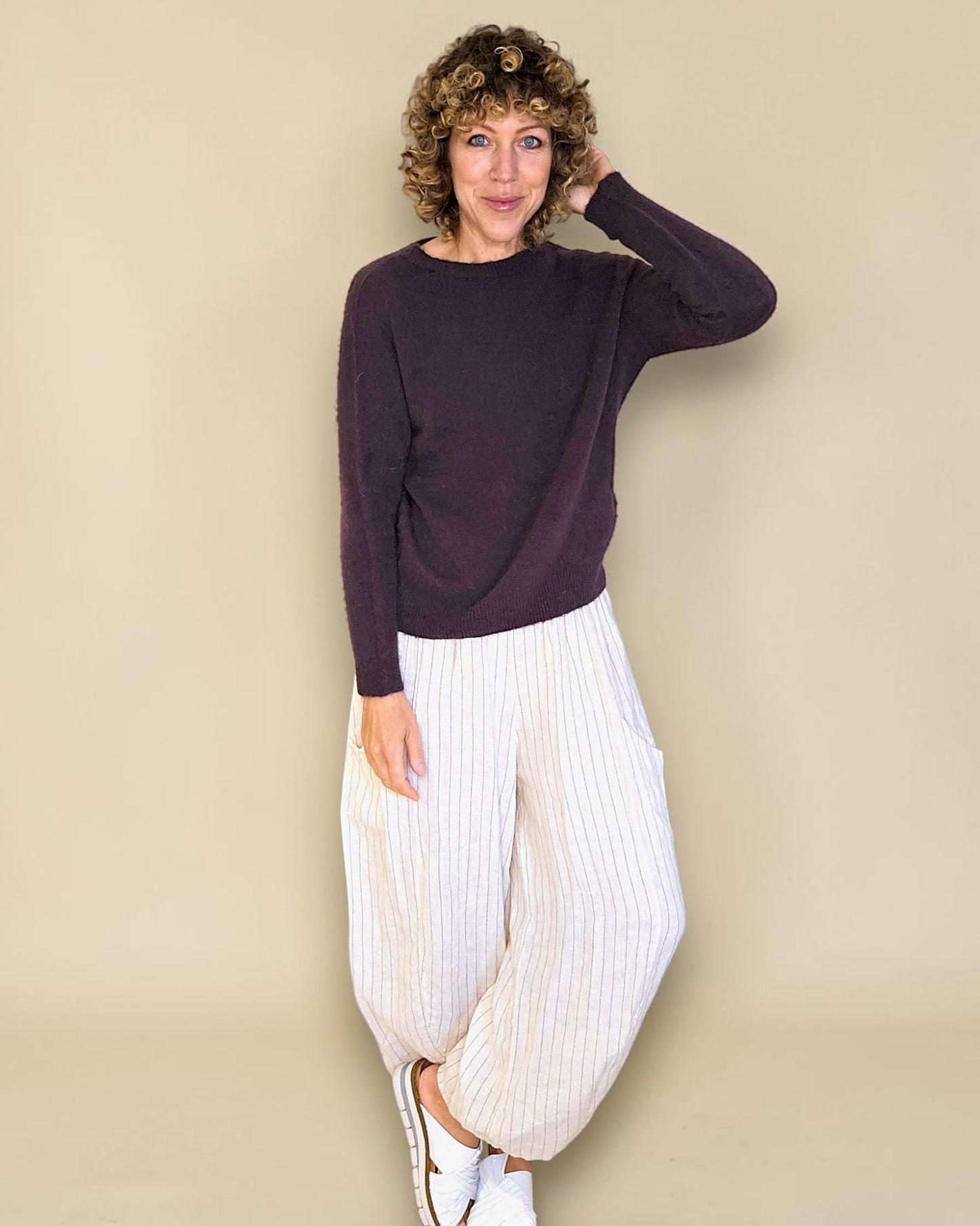 Burgundy Brown Best Basics Baby Alpaca Blend Sweater
