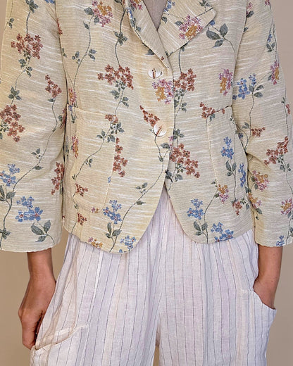 Elsa Doily Tapestry Crop Suit Jacket
