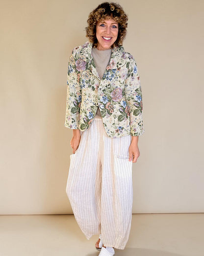 Classic Rose Doily Tapestry Crop Suit Jacket