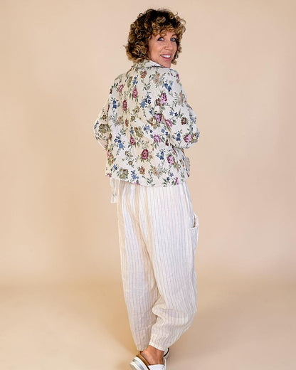 Damask Doily Tapestry Crop Suit Jacket