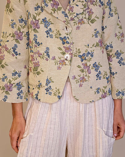 Flora Doily Tapestry Crop Suit Jacket