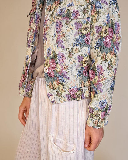 Classic Rose Doily Tapestry Biker Jacket