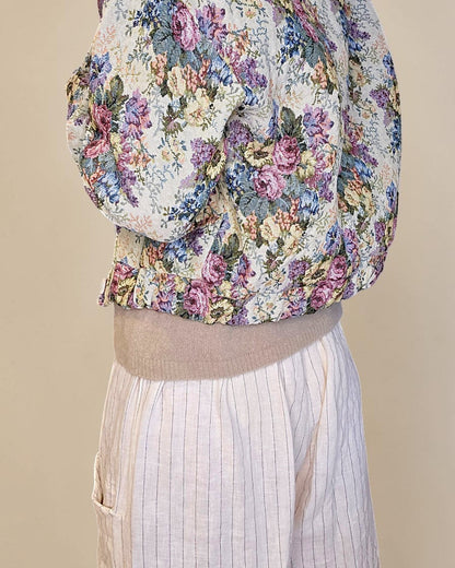 Classic Rose Doily Tapestry Biker Jacket