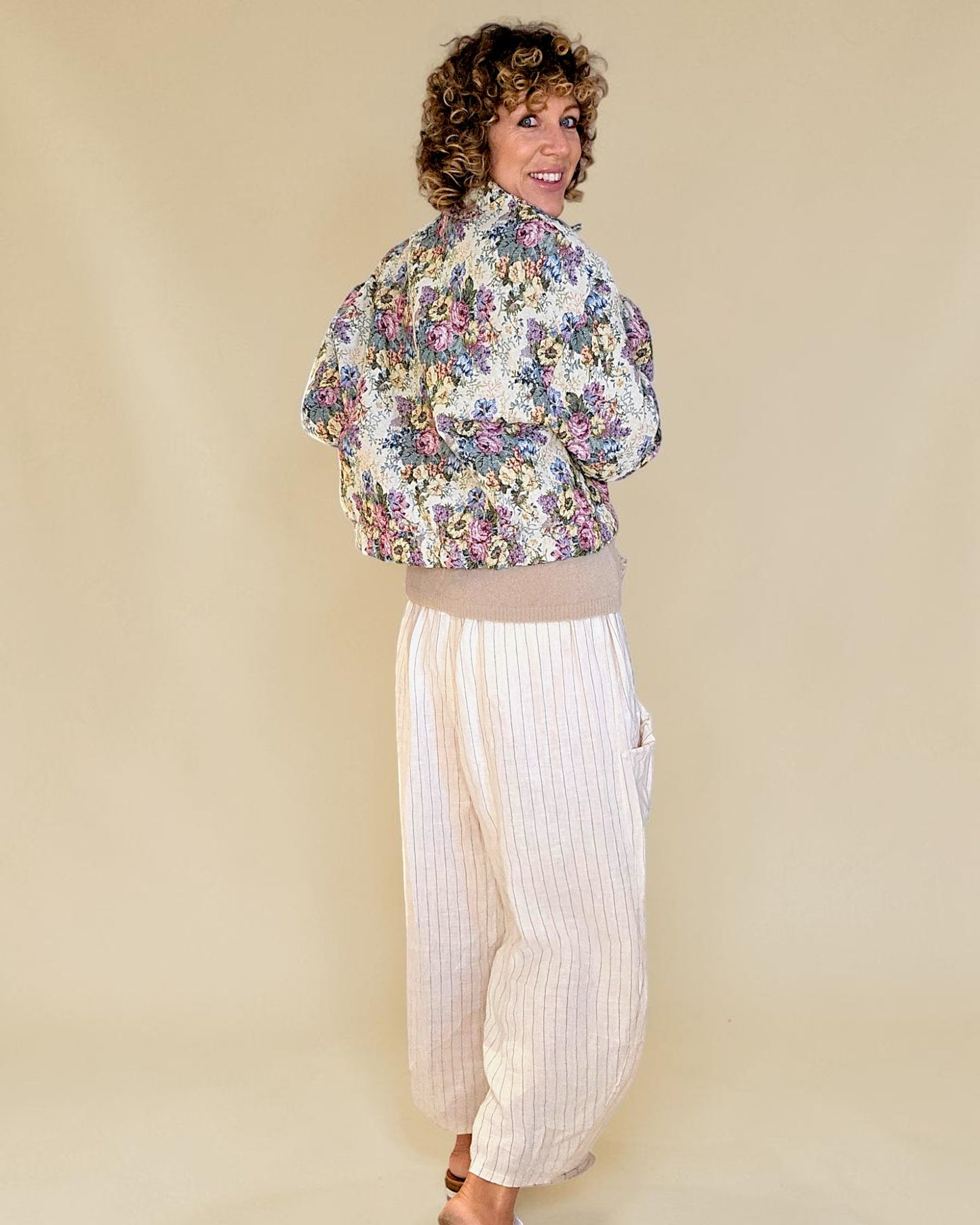 Classic Rose Doily Tapestry Biker Jacket