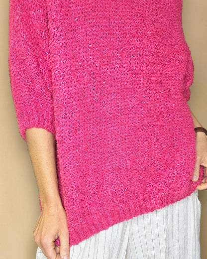 Drk Fluoro Chenille Wool Blend Babydoll Sweater