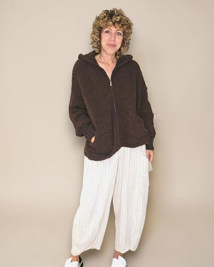 Drk Coffee Chenille Hoodie Jkt