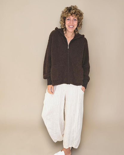 Drk Coffee Chenille Hoodie Jkt