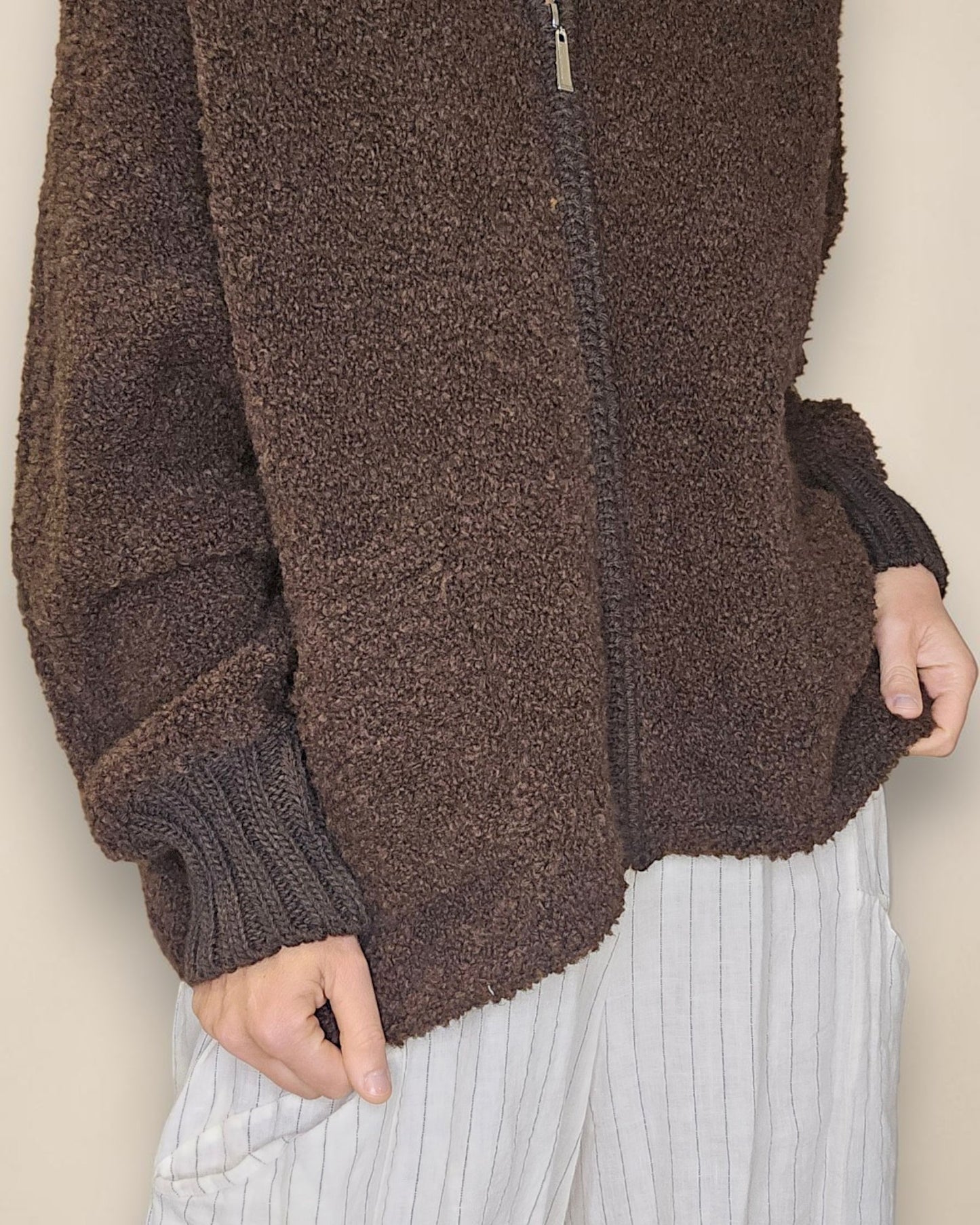 Drk Coffee Chenille Hoodie Jkt