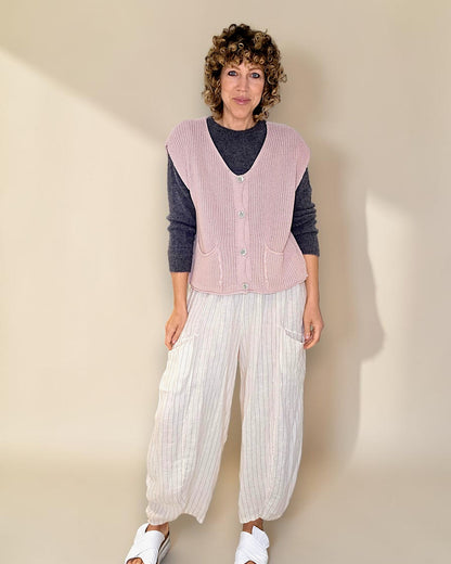 Antique Pink Pure Cotton Knit Vest
