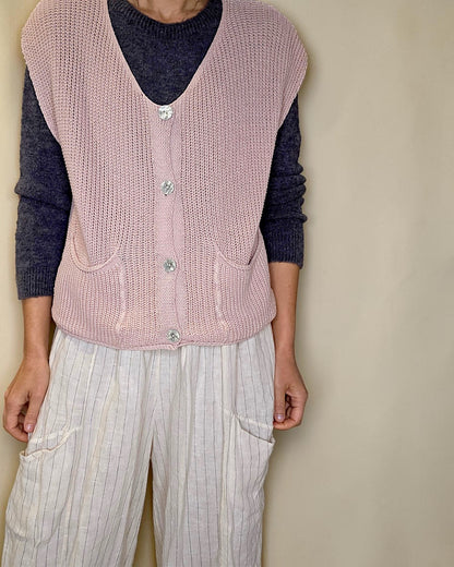 Antique Pink Pure Cotton Knit Vest