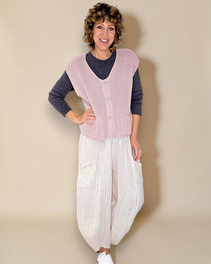 Antique Pink Pure Cotton Knit Vest