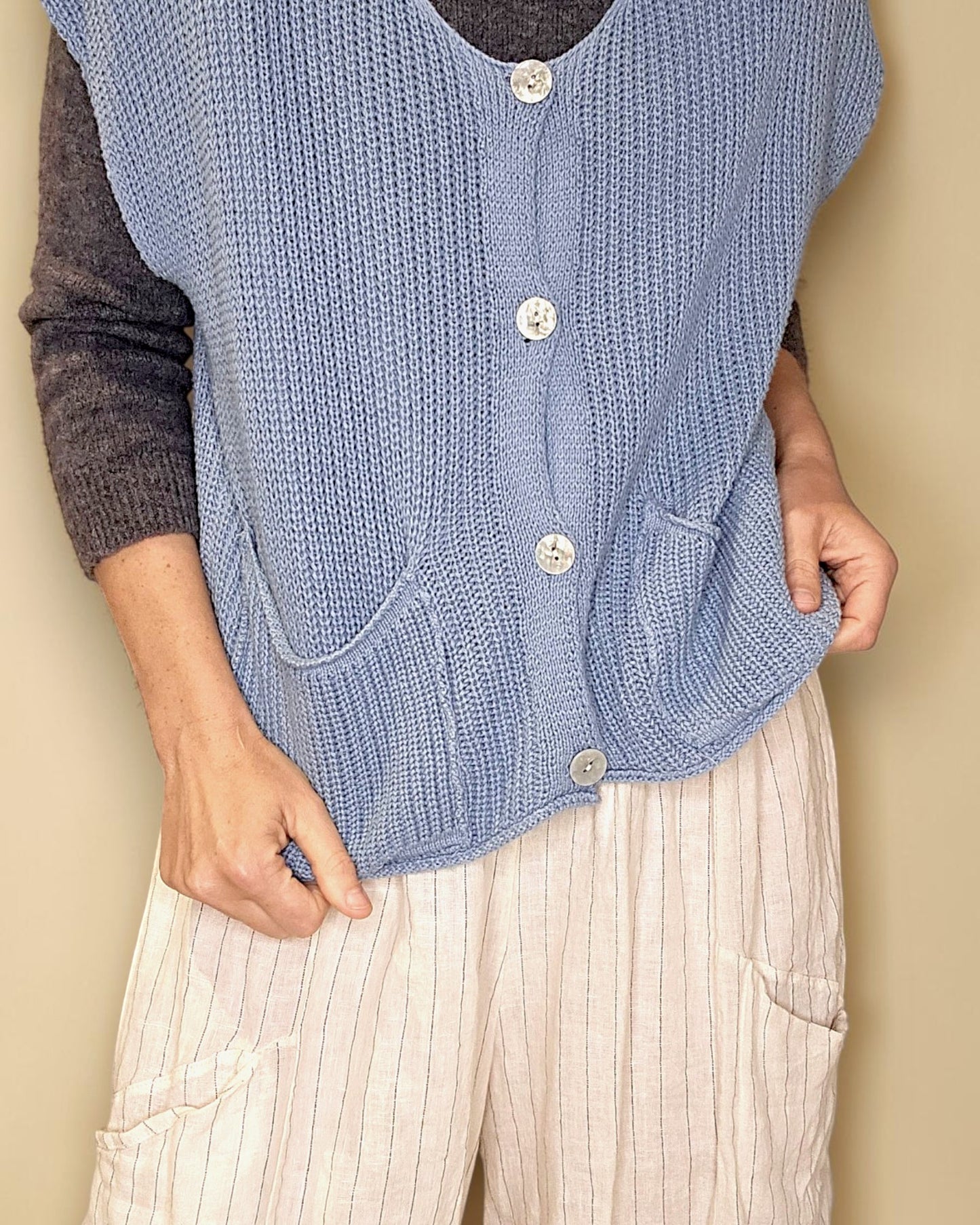 Petrol Pure Cotton Knit Vest