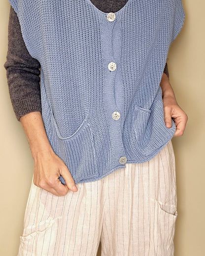 Petrol Pure Cotton Knit Vest