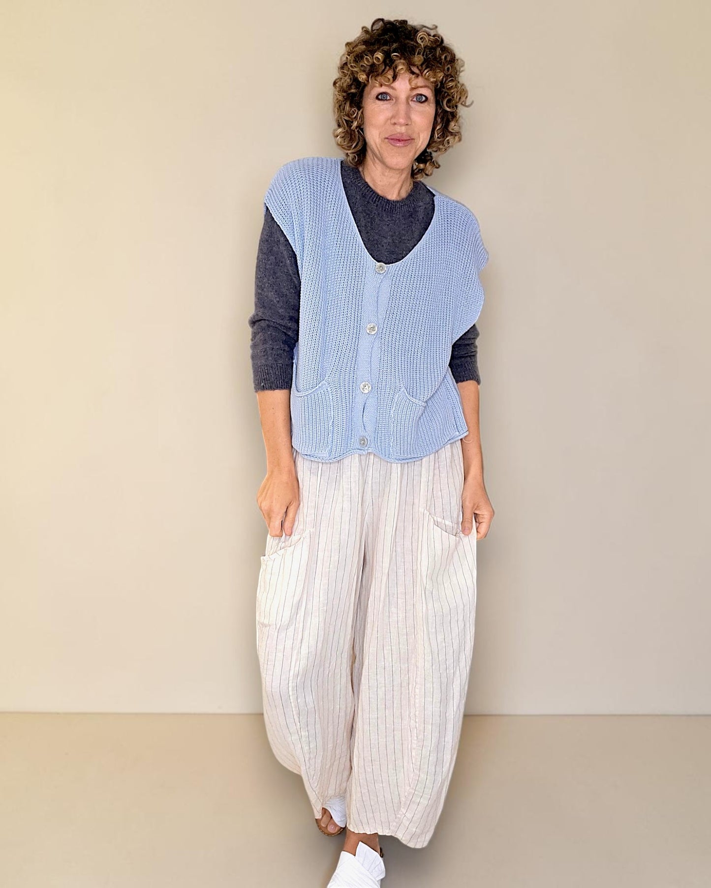 Baby Blue Pure Cotton Knit Vest