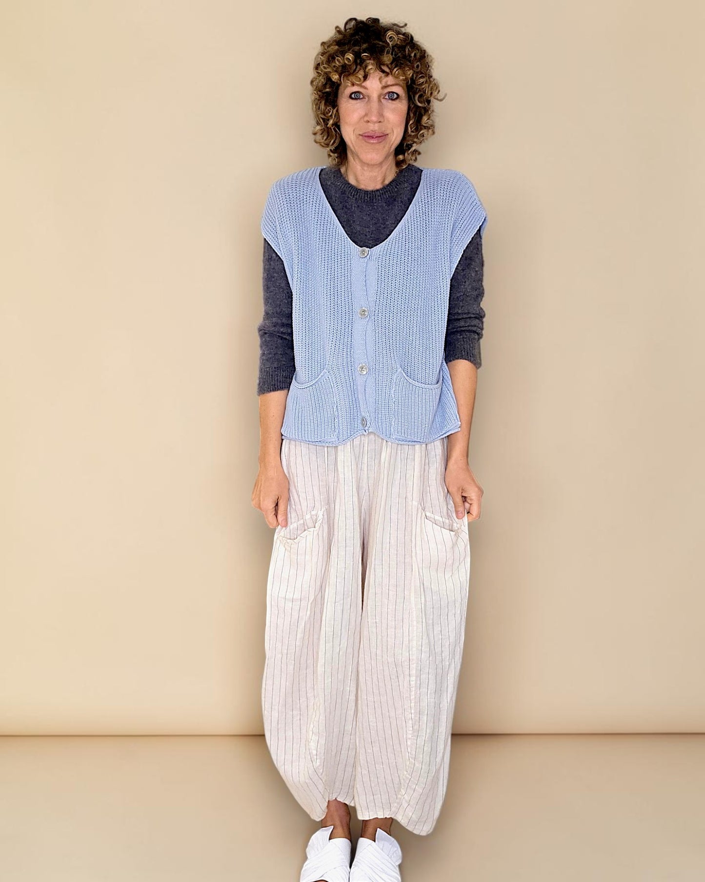 Baby Blue Pure Cotton Knit Vest