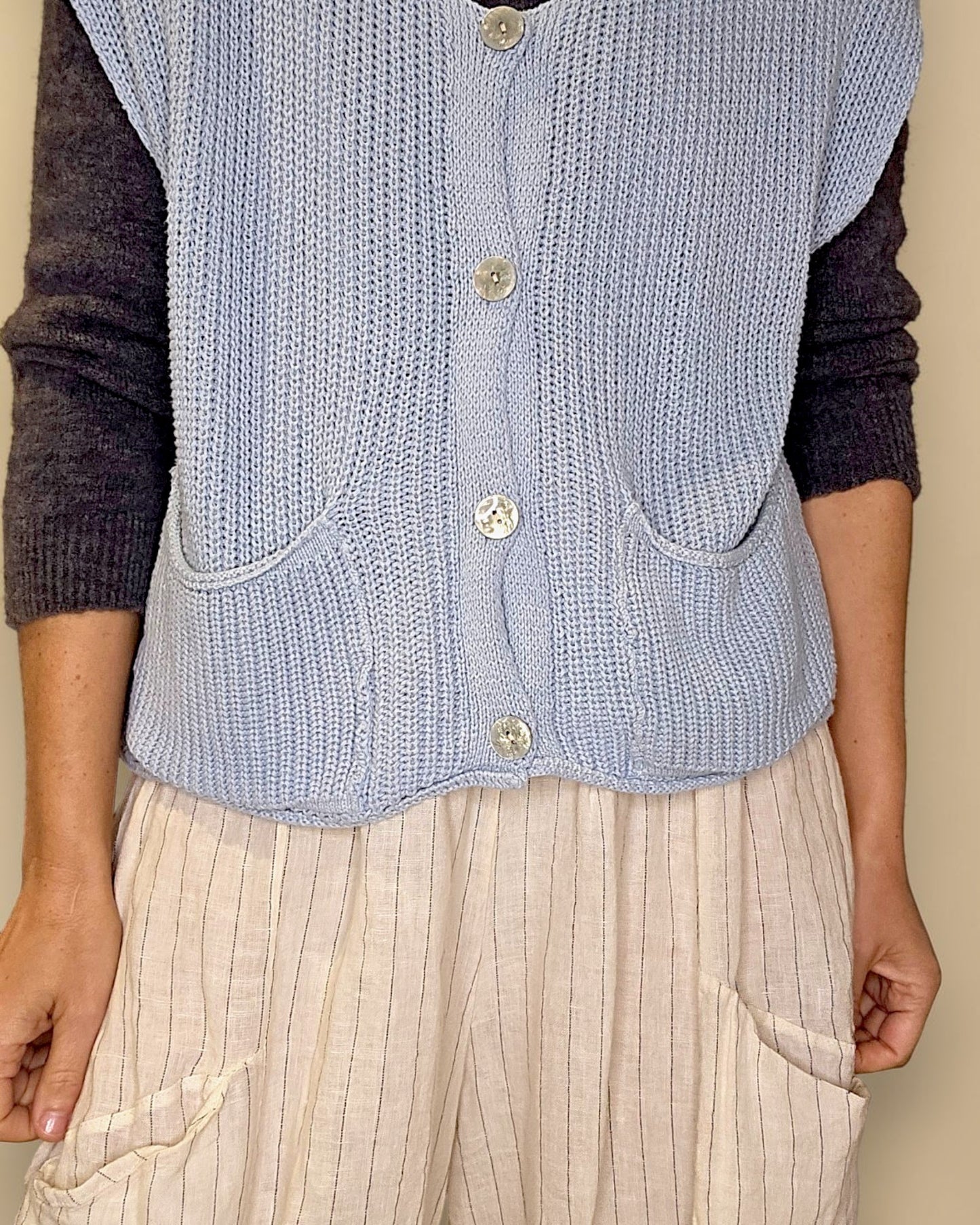 Baby Blue Pure Cotton Knit Vest