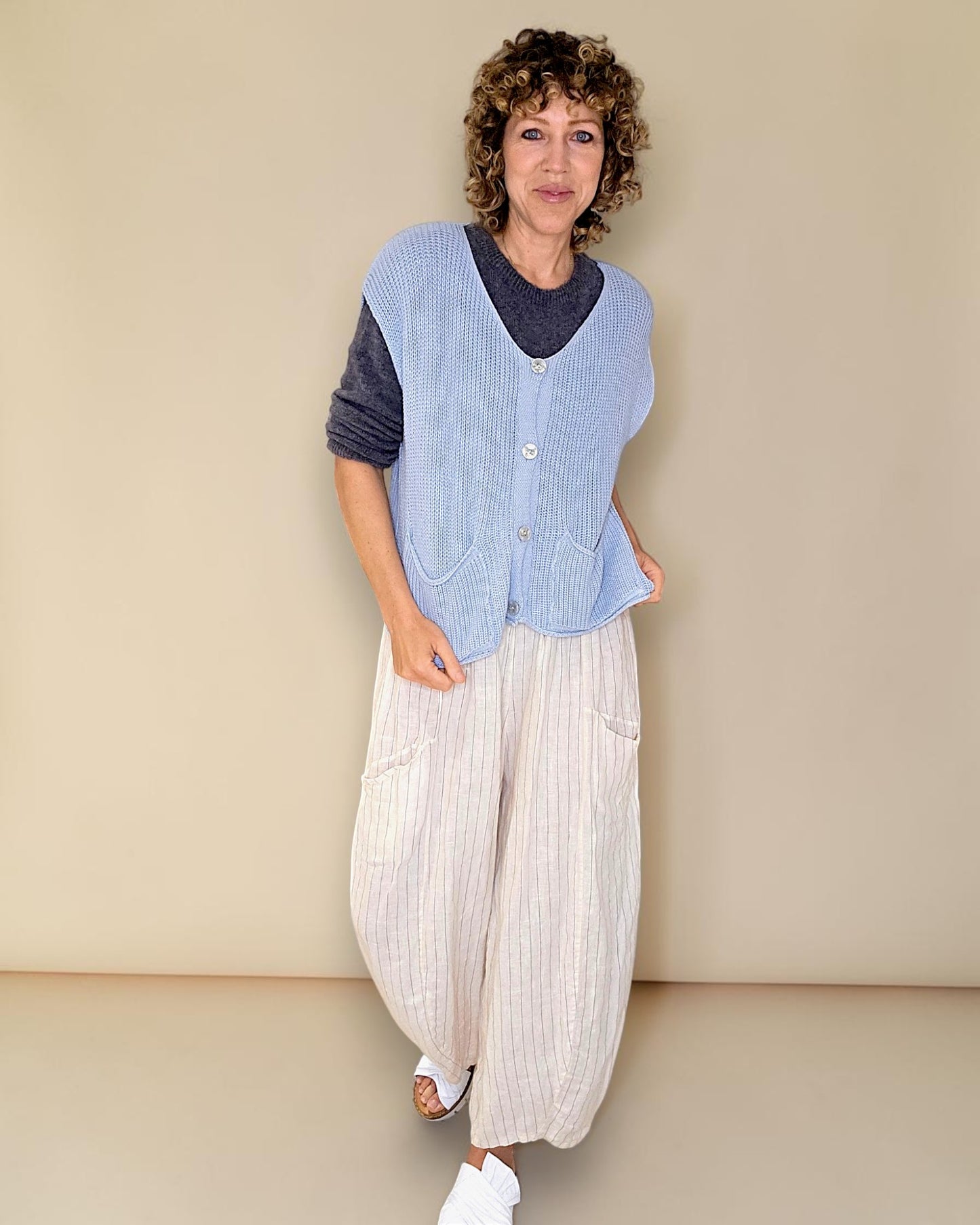 Baby Blue Pure Cotton Knit Vest