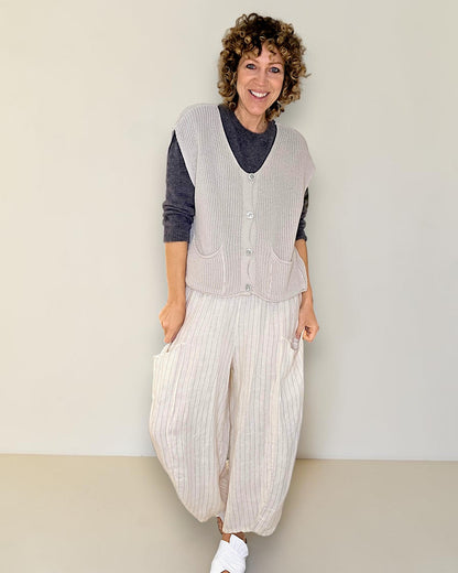 Beige Pure Cotton Knit Vest
