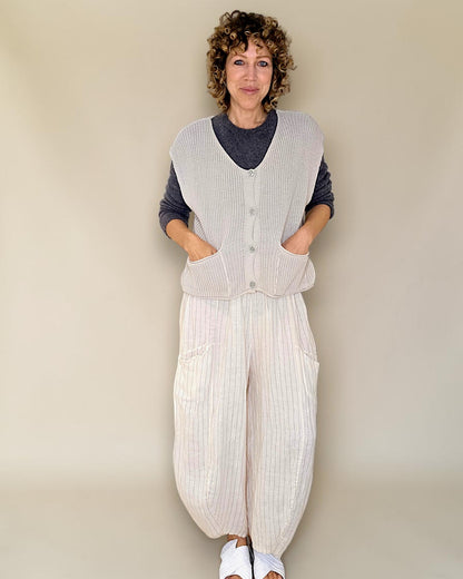 Beige Pure Cotton Knit Vest