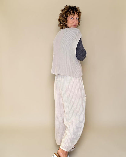 Beige Pure Cotton Knit Vest